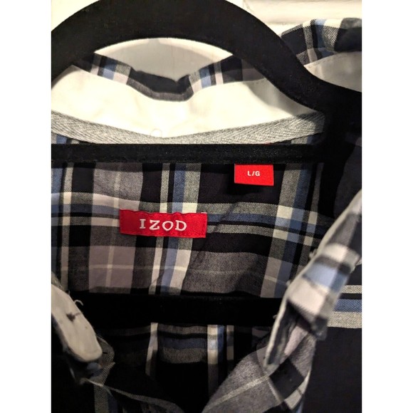 IZOD men's long sleeve flannel long sleeve shirt multicolor size large - Picture 2 of 3